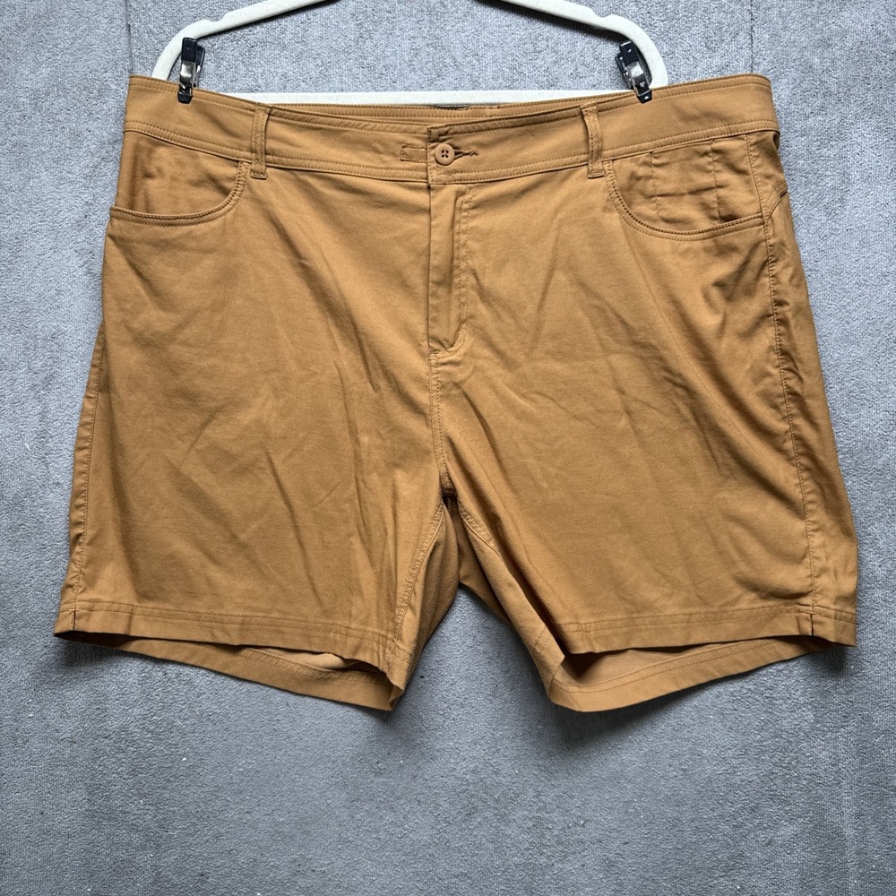 Prana Stretch Chino Shorts Men's 36 Orange Tan Flat Front Hiking Outdoor Travel